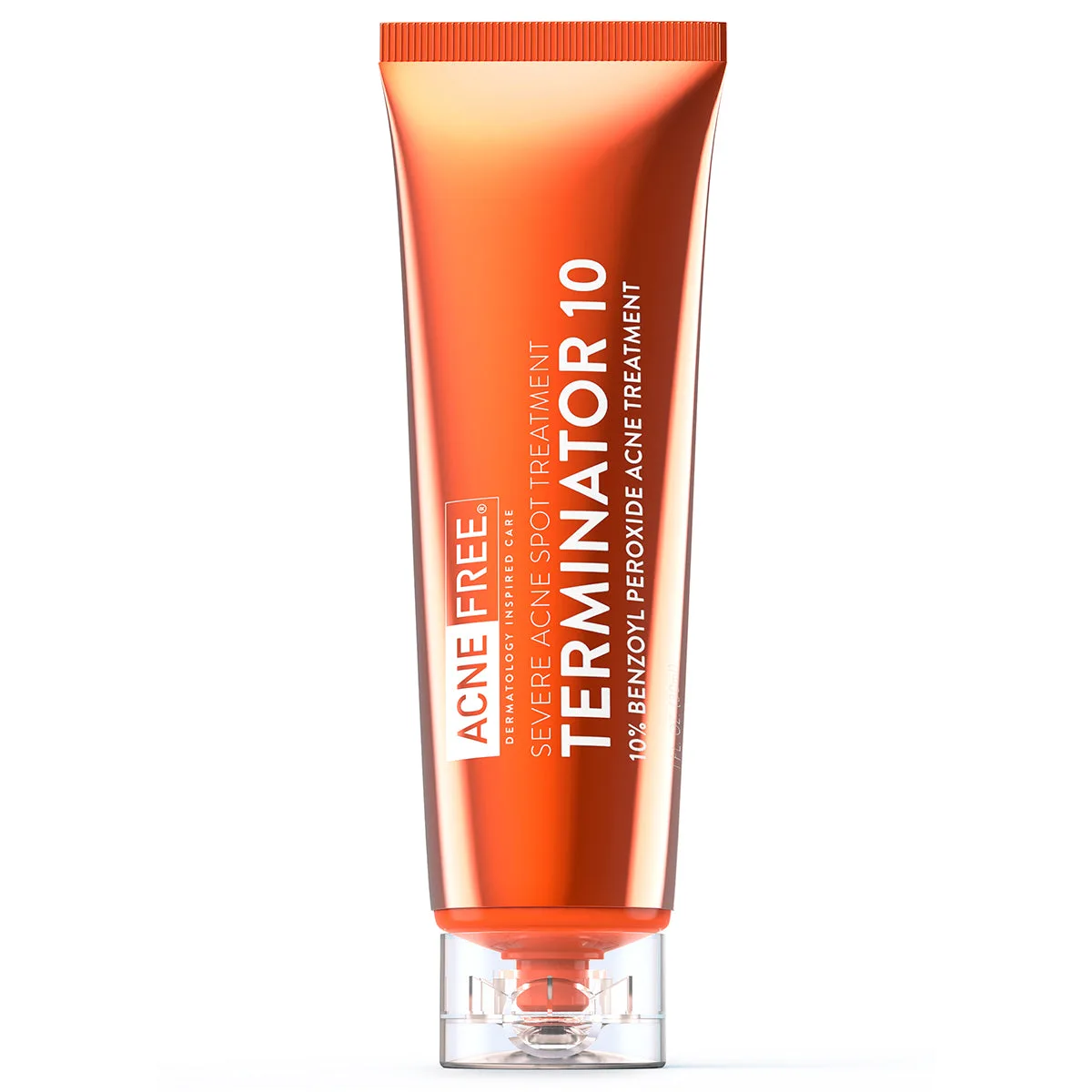 Tube of AcneFree Terminator 10 benzoyl peroxide spot treatment