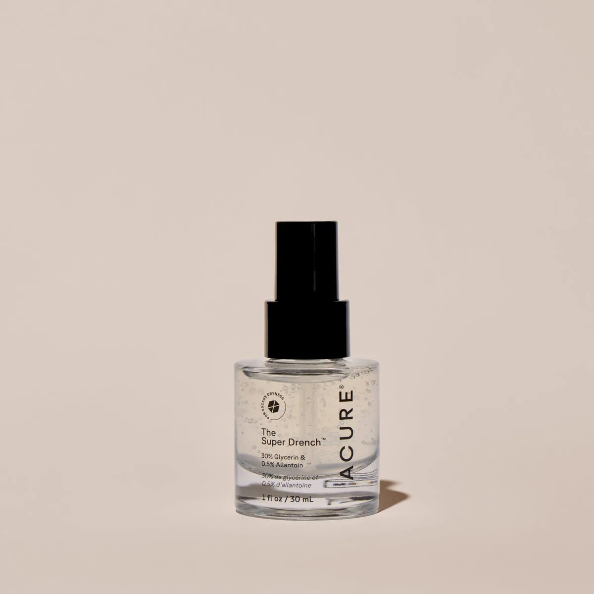 Acure The Super Drench Serum dropper bottle on white background