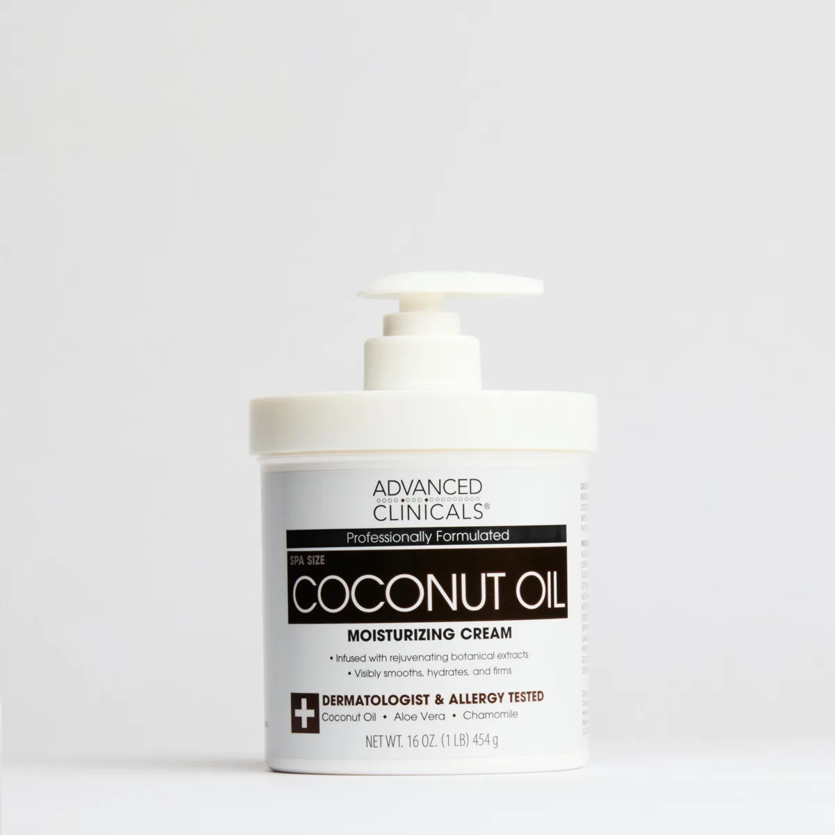 Advanced Clinicals Coconut Oil Body Cream 16 oz white jar