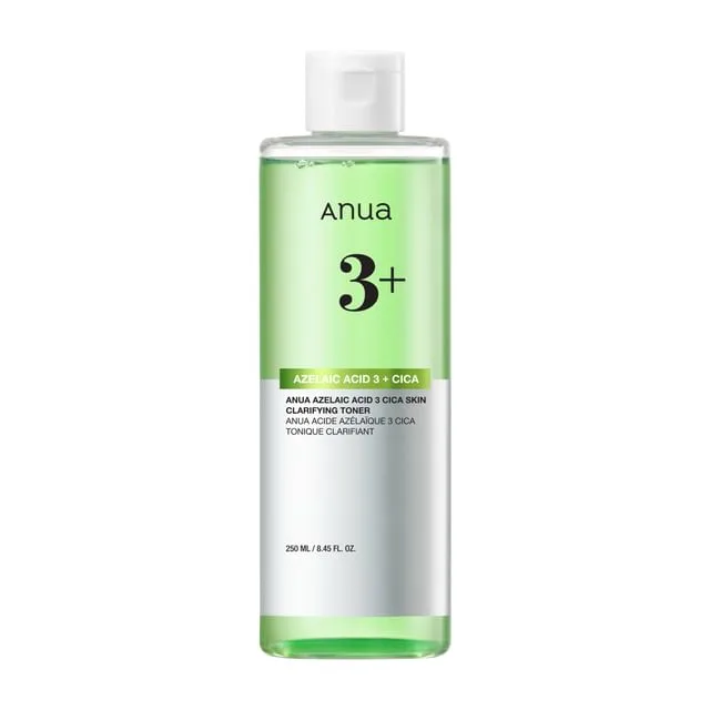 Anua Azelaic Acid 3 Cica Skin Clarifying Toner 250ml bottle with green-tinted liquid