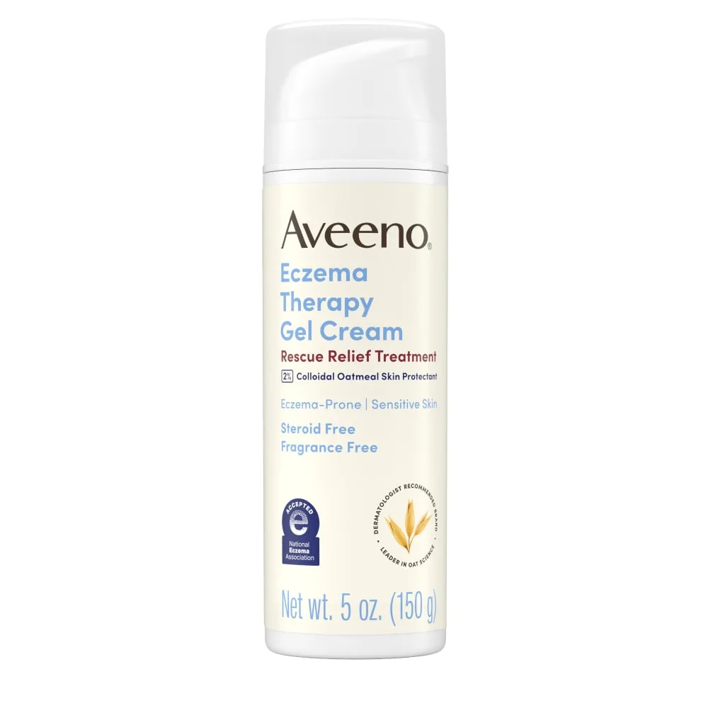 Aveeno Eczema Therapy Rescue Relief Treatment Gel Cream tube on white background