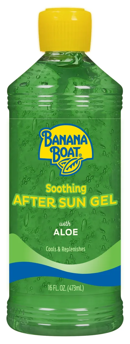 Banana Boat Soothing Aloe After Sun Gel bottle on white background