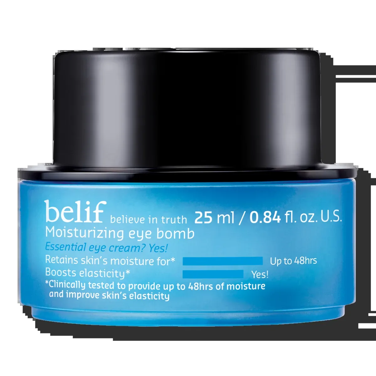 belif Moisturizing Eye Bomb in compact frosted glass jar