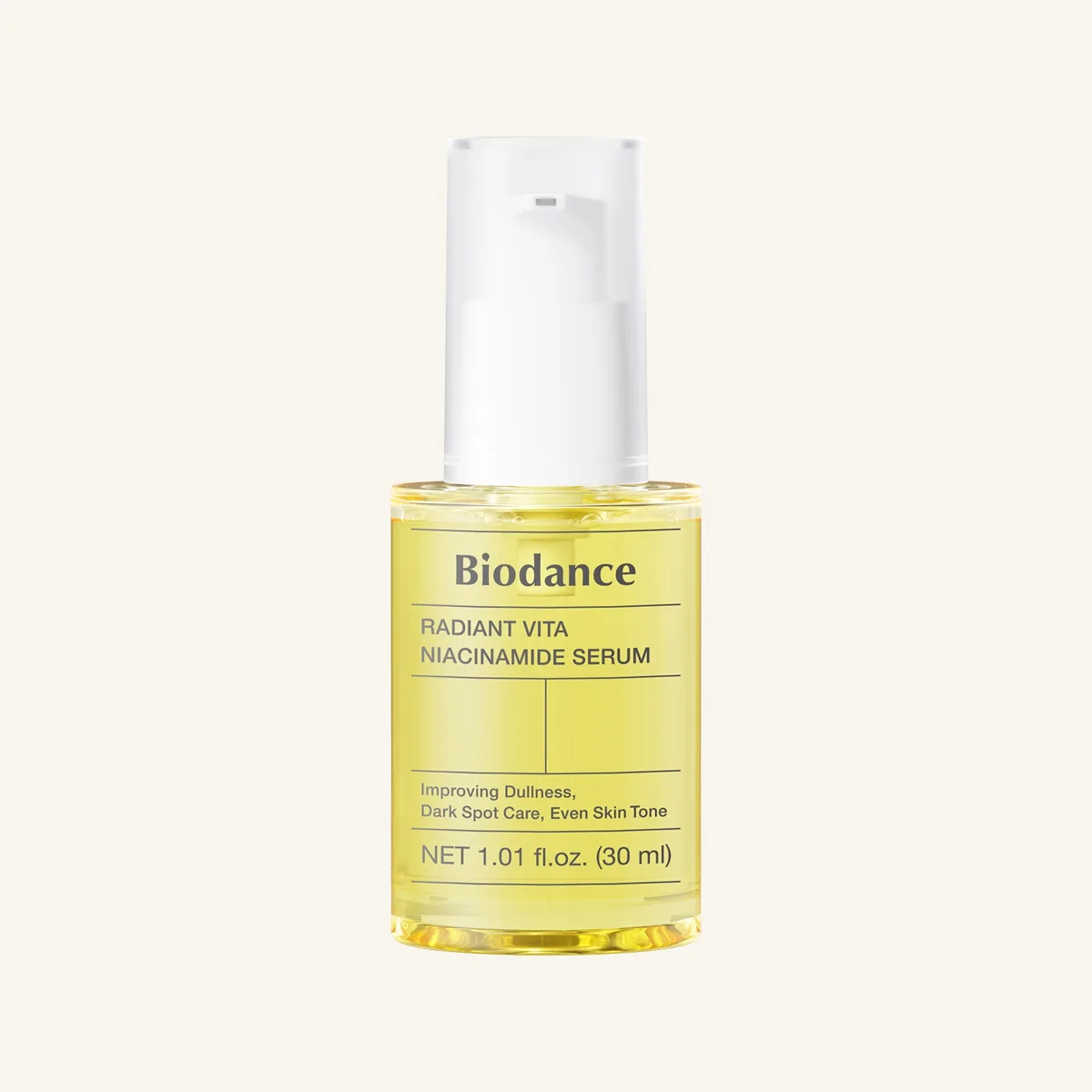 Biodance Radiant Vita Niacinamide Serum 30ml pale yellow pump bottle