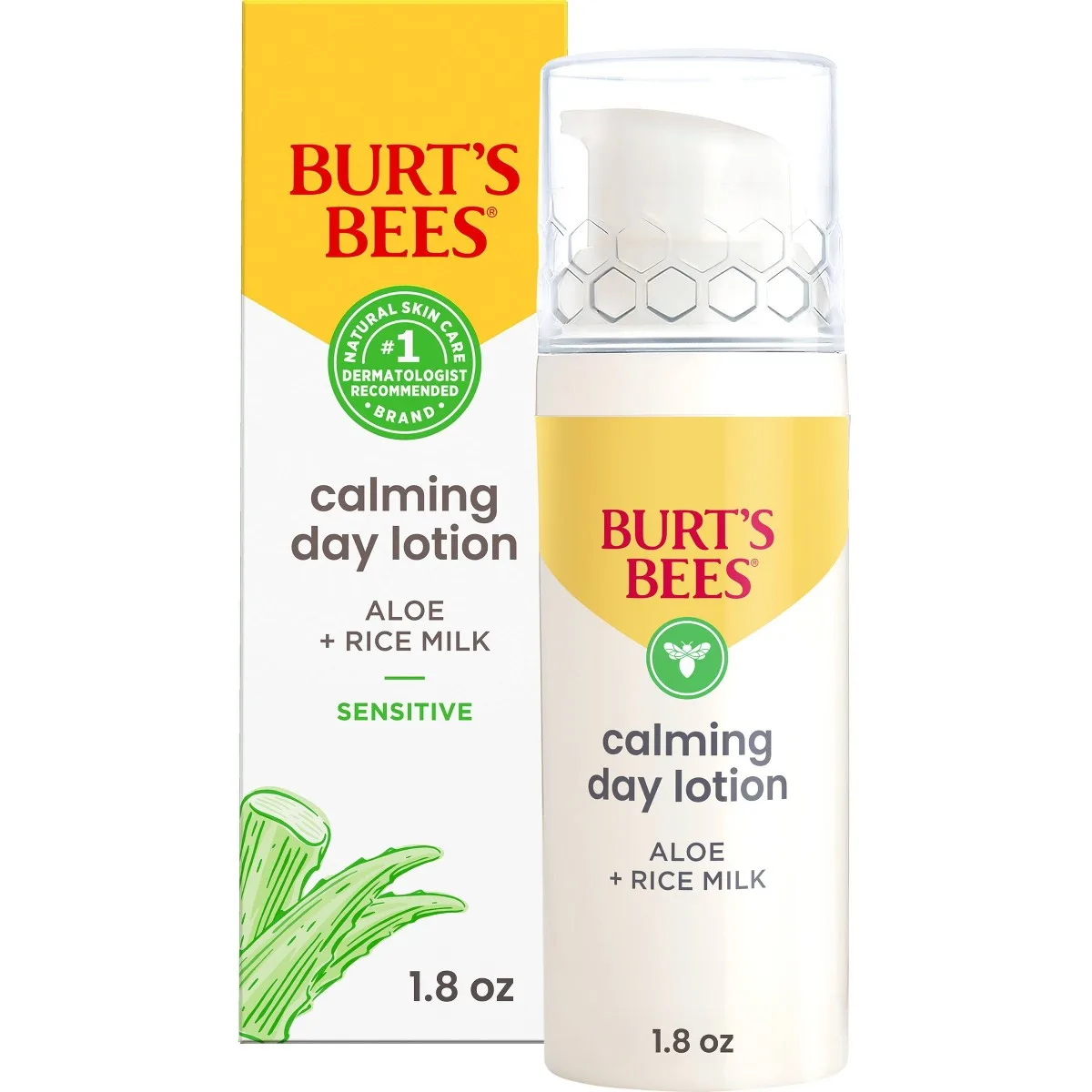 Burt's Bees Sensitive Daily Moisturizing Cream jar with the brand's signature natural-origin packaging