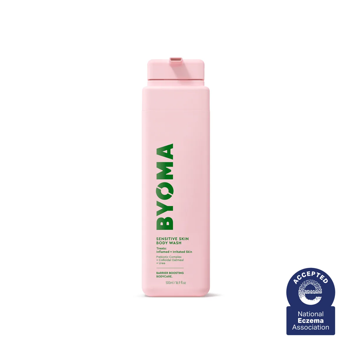 Byoma Sensitive Skin Body Wash pump bottle on white background