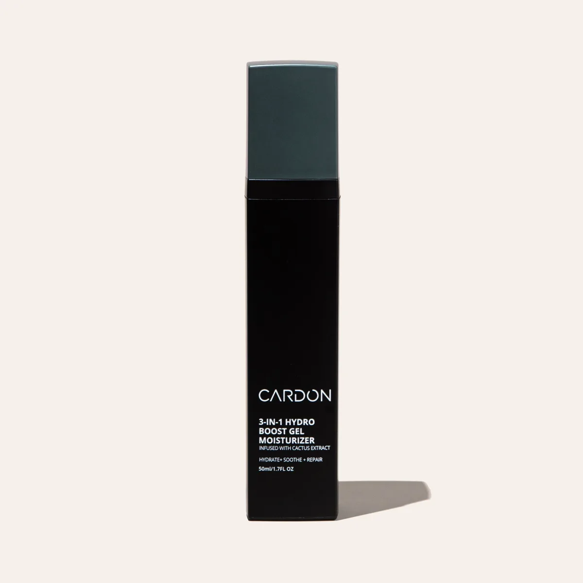 Cardon Hydro Boost Gel Moisturizer tube, a fragrance-free cactus-and-niacinamide K-beauty water-gel for oily men's skin