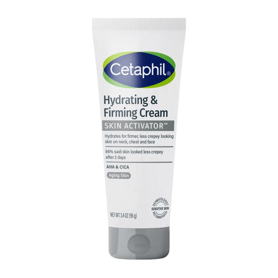 Cetaphil Skin Activator Hydrating & Firming Cream for Neck, Chest & Face tube on white background