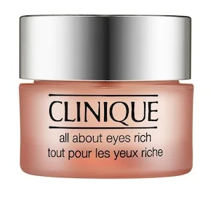 Clinique All About Eyes Rich Eye Cream with Hyaluronic Acid jar on white background