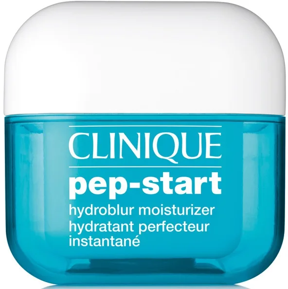Clinique Pep-Start HydroBlur Moisturizer jar on white background