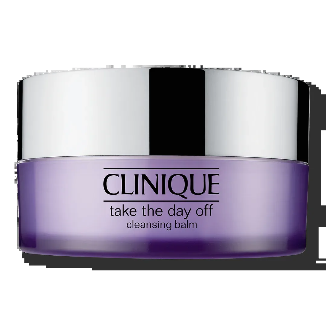 Clinique Take the Day Off Cleansing Balm white jar with product visible