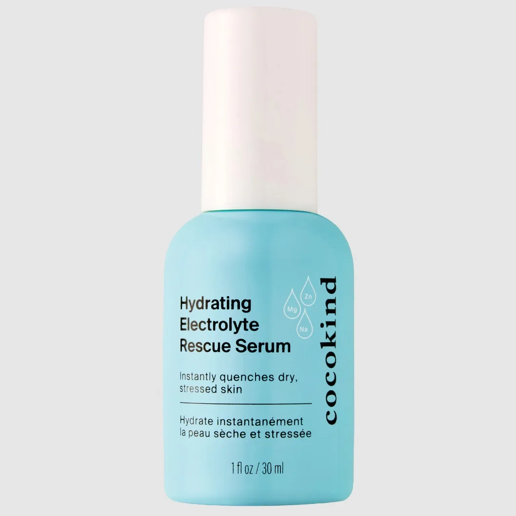 Cocokind Hydrating Electrolyte Rescue Serum bottle on white background
