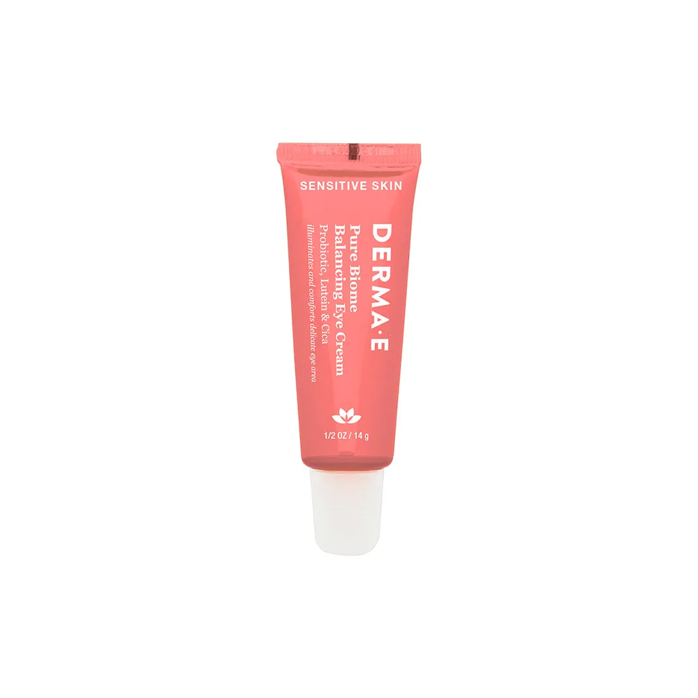 Derma E Pure Biome Balancing Eye Cream tube on a white background