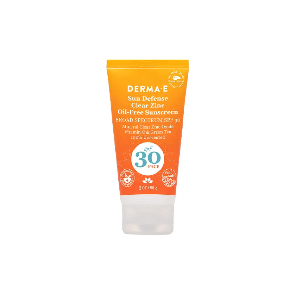 Derma E Sun Protection Mineral Face Sunscreen SPF 30 in a 2 oz white squeeze tube
