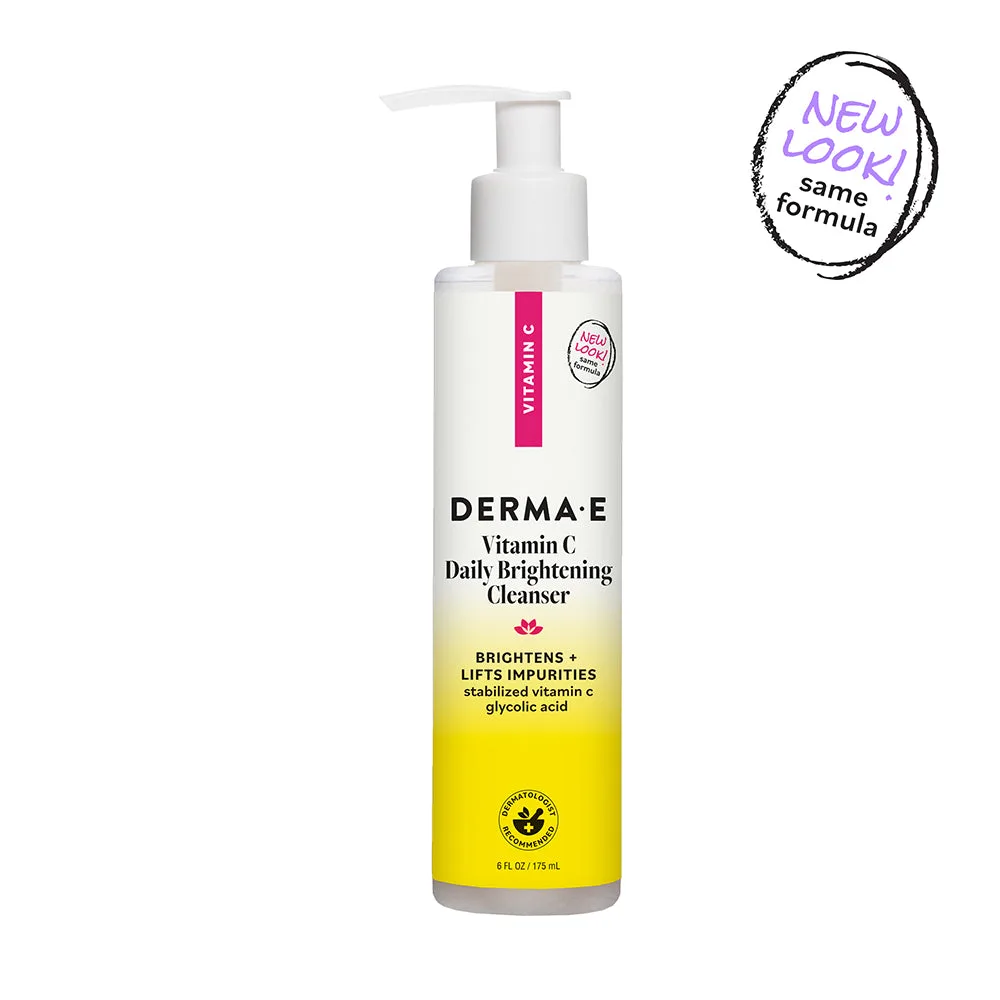 Derma E Vitamin C Daily Brightening Cleanser pump bottle on white background