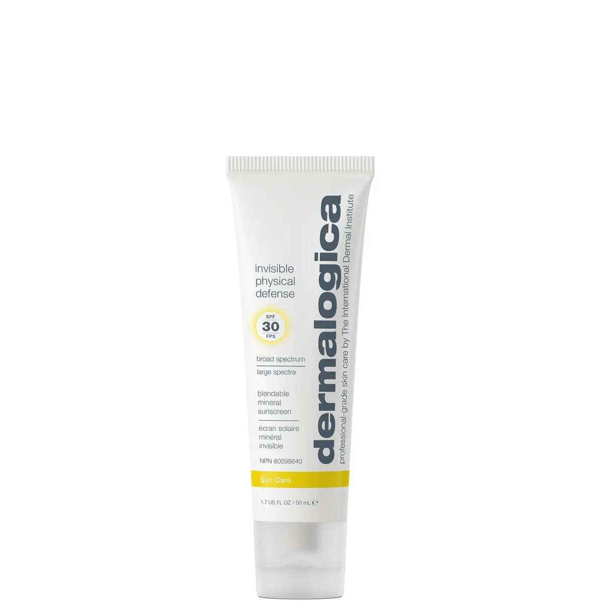 Dermalogica Invisible Physical Defense SPF 30 white tube on white background