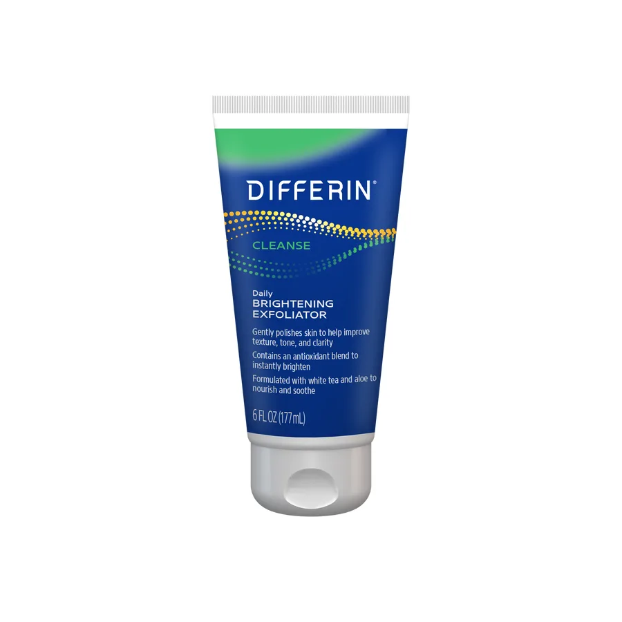 Differin Daily Brightening Exfoliator tube on white background