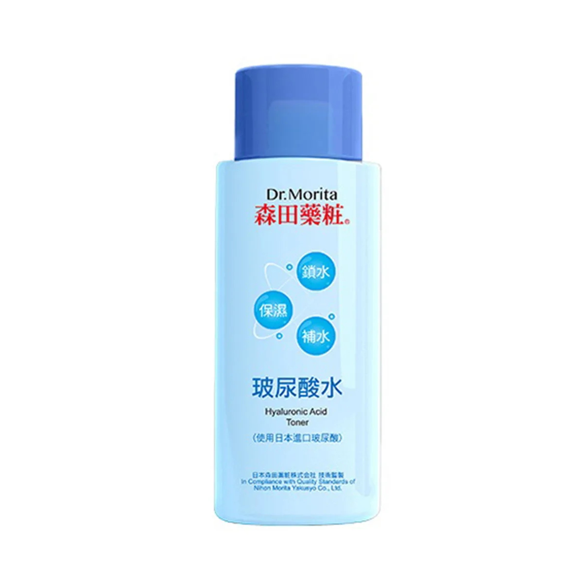 Dr. Morita Hyaluronic Acid Toner in a light blue 150 ml bottle