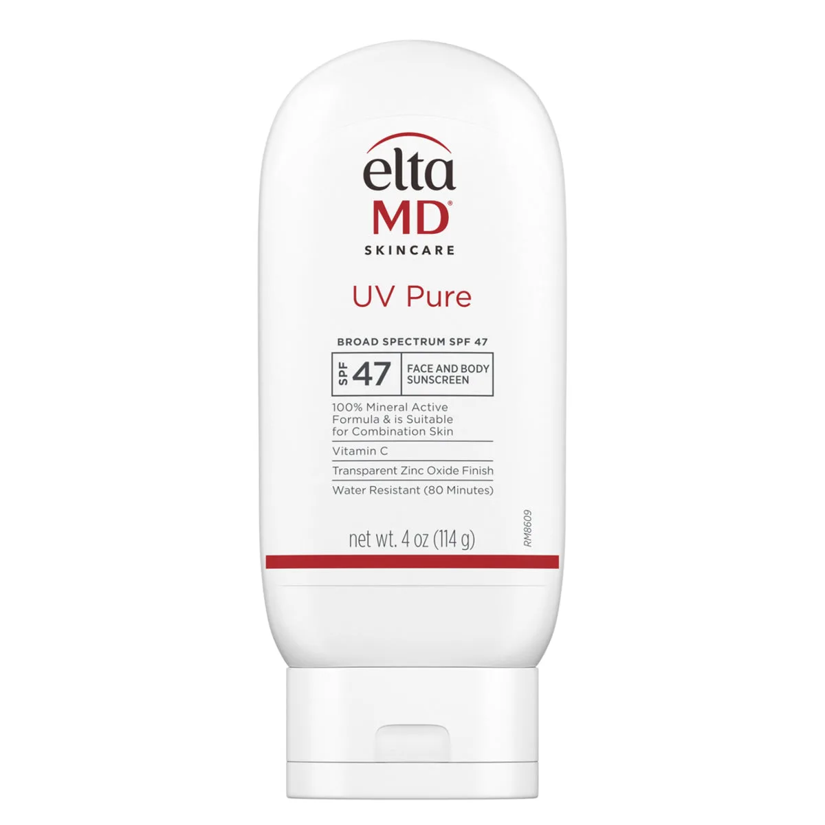 EltaMD UV Pure Broad-Spectrum SPF 47 mineral sunscreen tube on white background