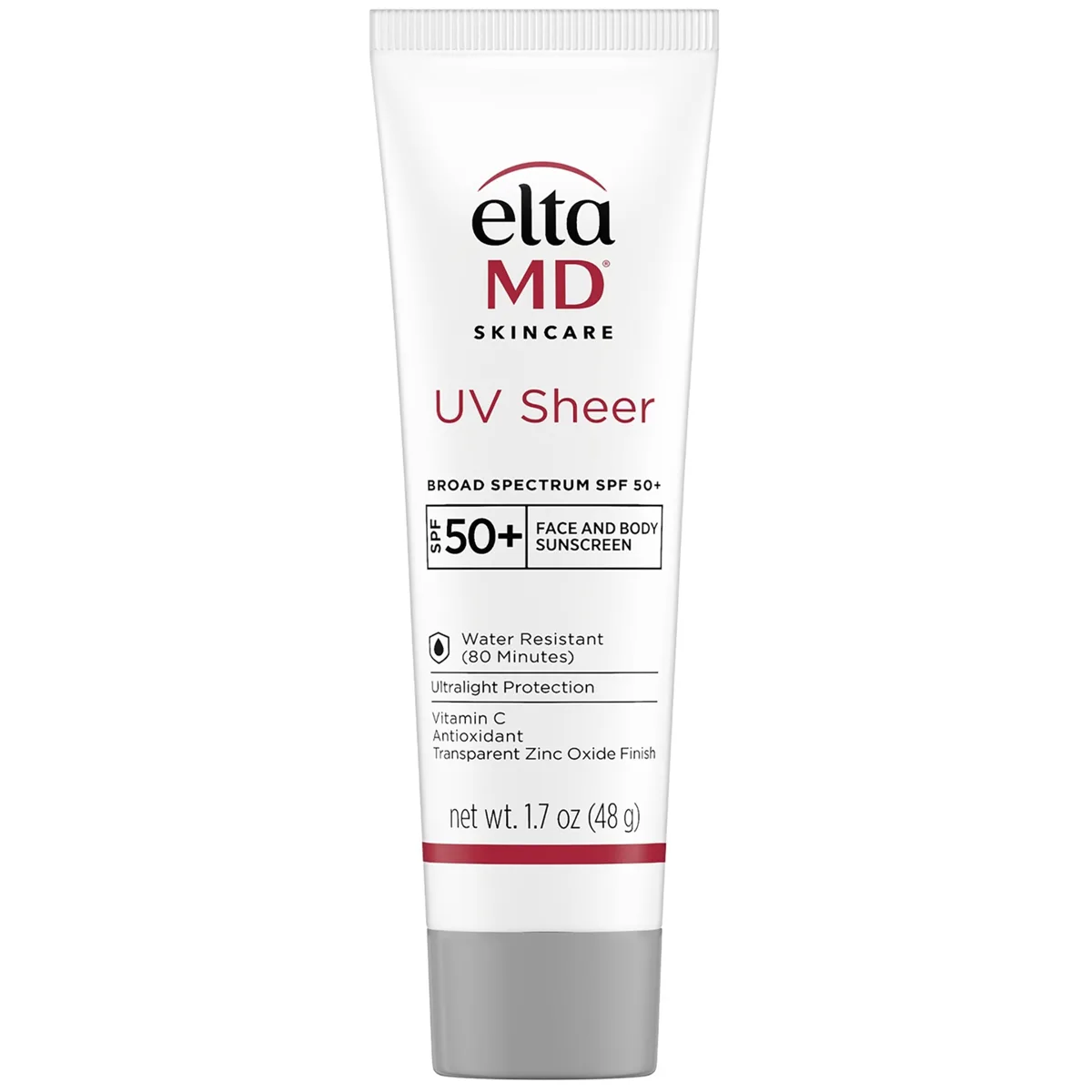 EltaMD UV Sheer Broad-Spectrum SPF 50+ in white squeeze tube