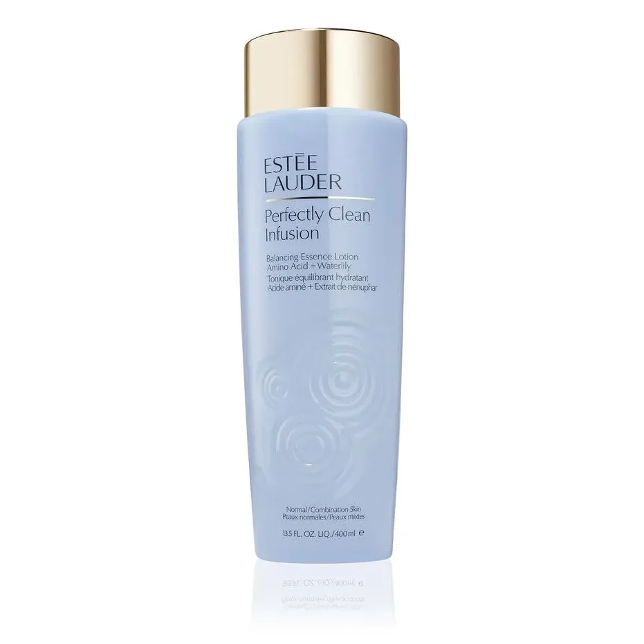 Estée Lauder Perfectly Clean Infusion Balancing Essence Lotion 400 mL pale-blue bottle with gold cap