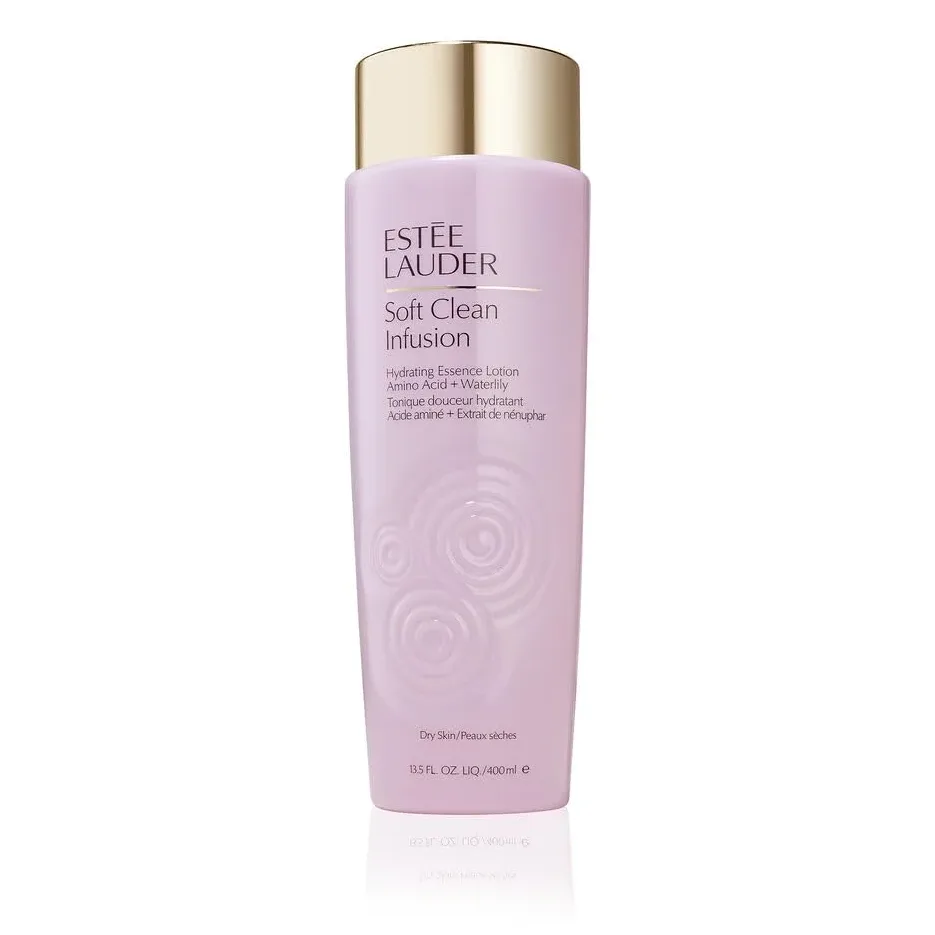 Estée Lauder Soft Clean Infusion Hydrating Essence Lotion 400 mL lilac bottle with gold cap