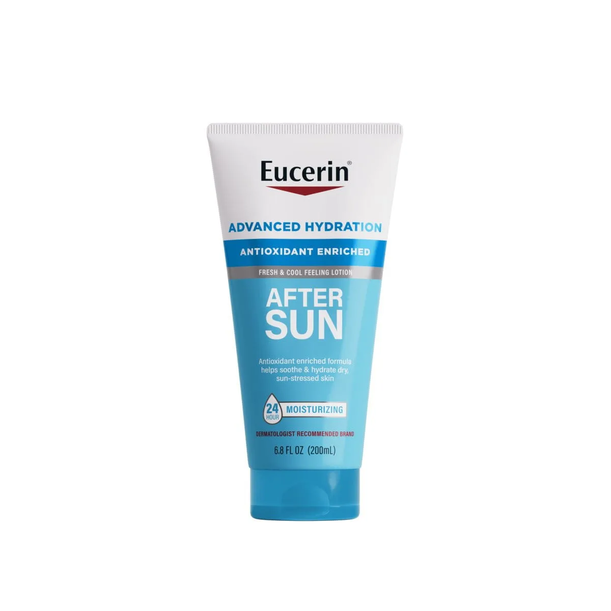 Eucerin Advanced Hydration After Sun Lotion tube on white background