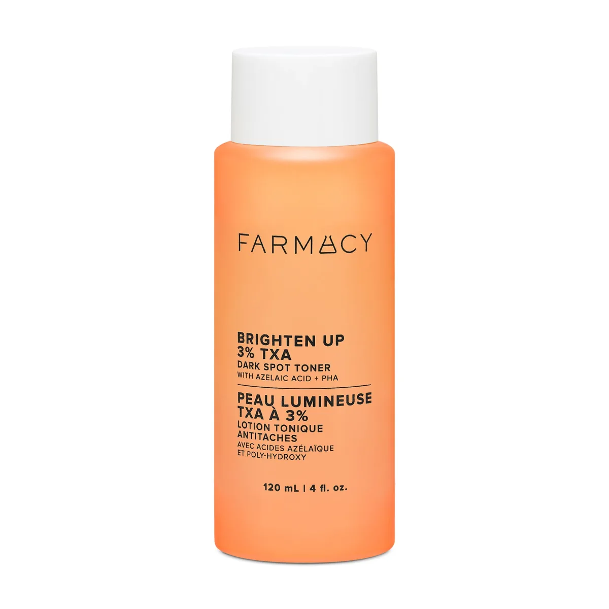 Farmacy Brighten Up 3% TXA Dark Spot Toner with Azelaic Acid bottle on white background