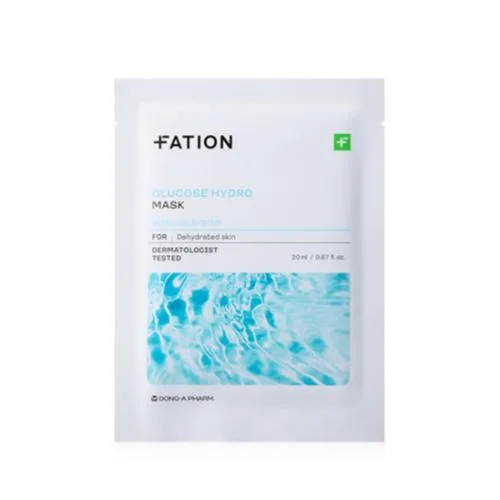 Fation Glucose Hydro Mask 20 ml white and aqua sheet mask pouch