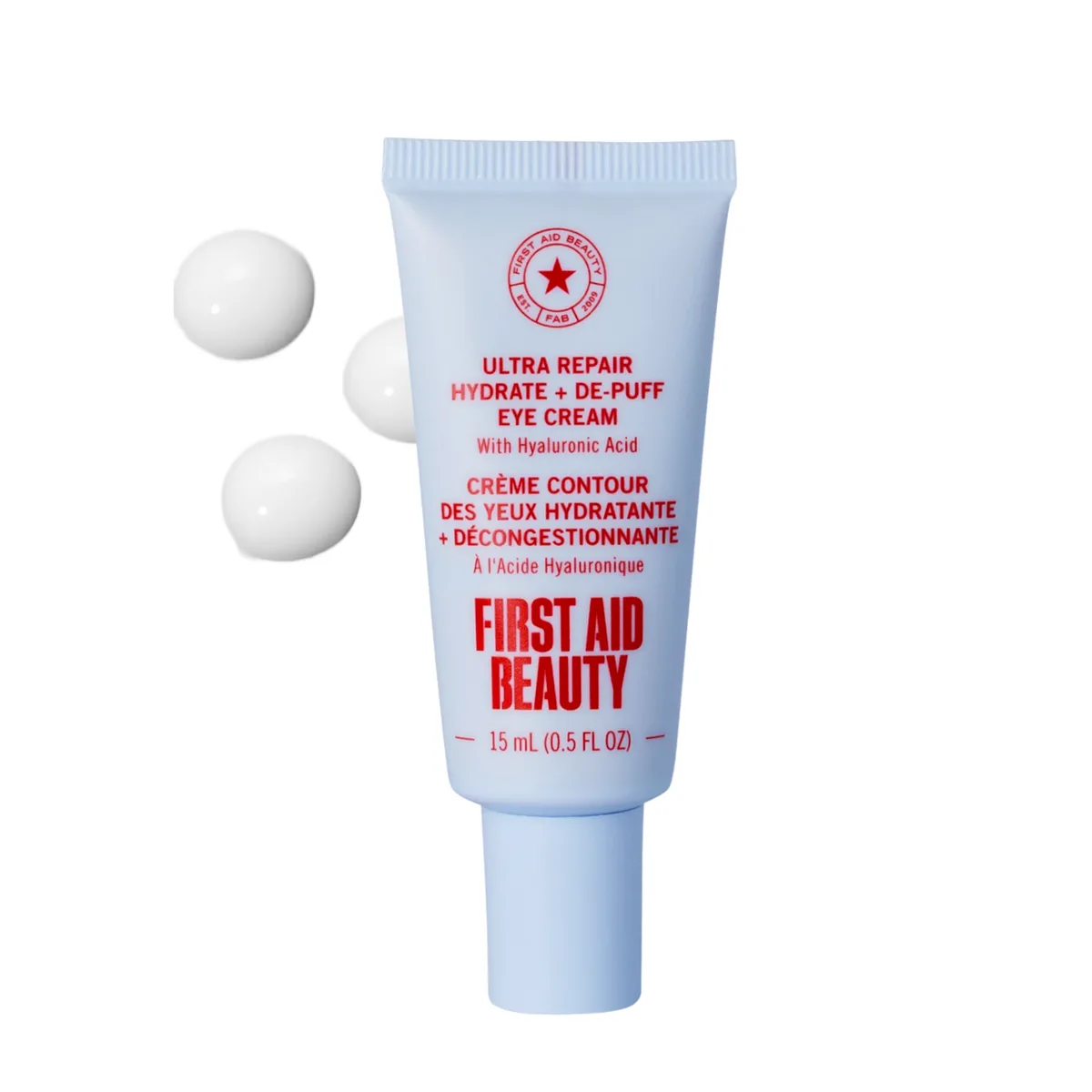 First Aid Beauty Hydrating Eye Cream with Hyaluronic Acid tube on white background