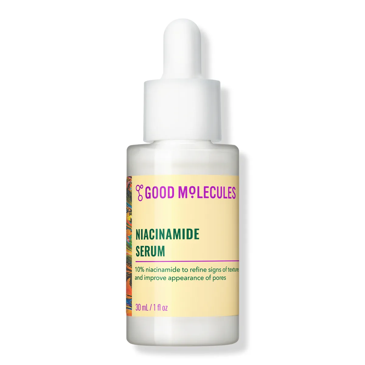Good Molecules Niacinamide Serum dropper bottle on white background