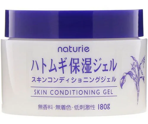 Naturie Hatomugi Moisturizing Gel in white tub with green accents