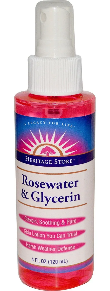 Heritage Store Rosewater & Glycerin Spray 8 oz glass bottle with atomizer