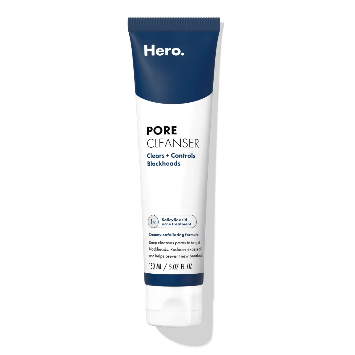 Hero Cosmetics Pore Cleanser 150 mL white squeeze tube exfoliating face wash