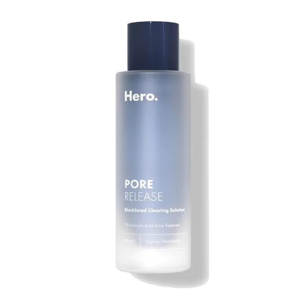 Hero Cosmetics Pore Release exfoliating toner bottle on white background