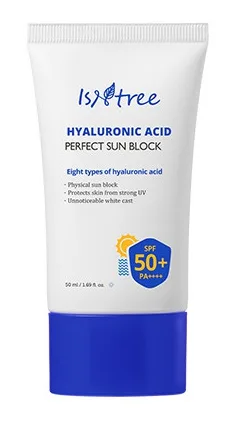 Isntree Hyaluronic Acid Perfect Sun Block SPF 50+ hydrating mineral sunscreen tube