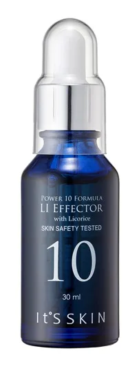 It's Skin Power 10 Formula LI Effector bottle, a gentle fragrance-free licorice brightening ampoule with polyglutamic acid
