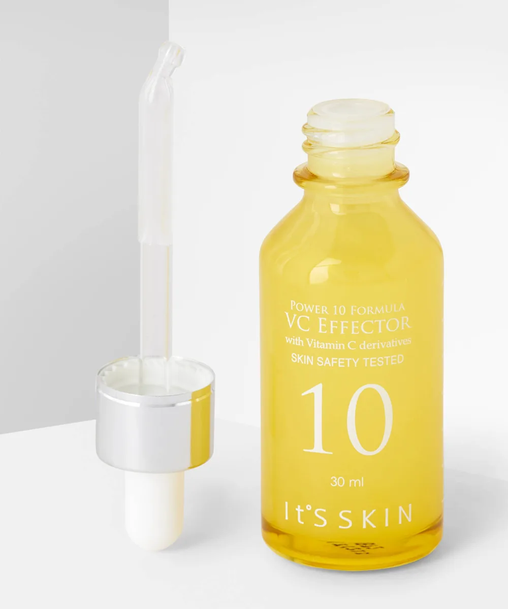 It's Skin Power 10 Formula VC Effector, an affordable K-beauty vitamin C ampoule with stable ascorbyl tetraisopalmitate, polyglutamic acid and green tea