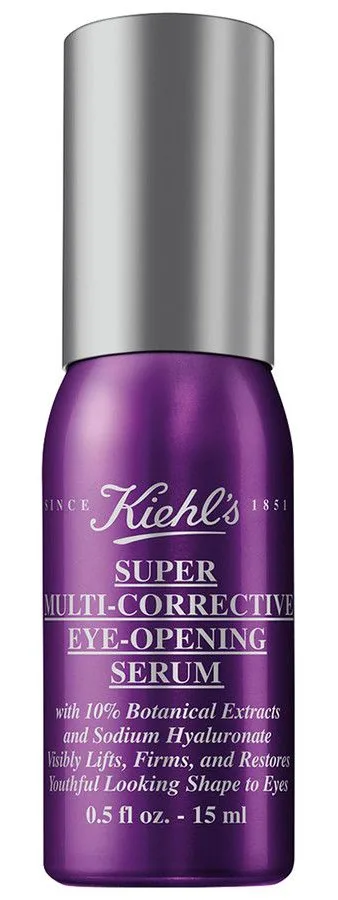 Kiehl's Super Multi-Corrective Eye-Opening Serum tube with metal applicator on white background