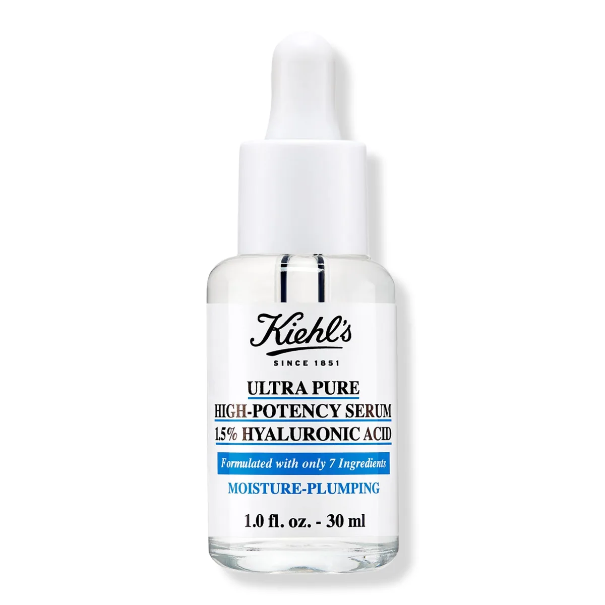 Kiehl's Ultra Pure High-Potency 1.5% Hyaluronic Acid Serum 30 mL glass dropper bottle