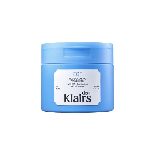 Klairs Blue Calming Toner Pads tub of 60 dual-sided pads