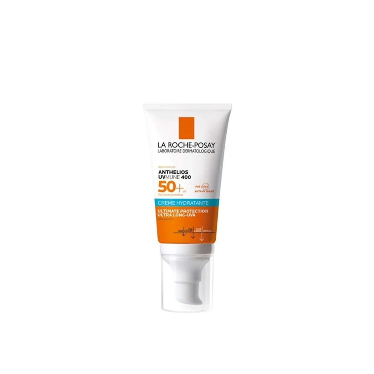 La Roche-Posay Anthelios UVMune 400 Hydrating Cream SPF 50+ 50ml squeeze tube on white background