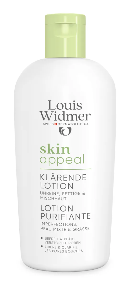 Louis Widmer Lipo Sol Lotion bottle, Swiss clarifying toner for oily skin with capryloyl glycine, allantoin and panthenol