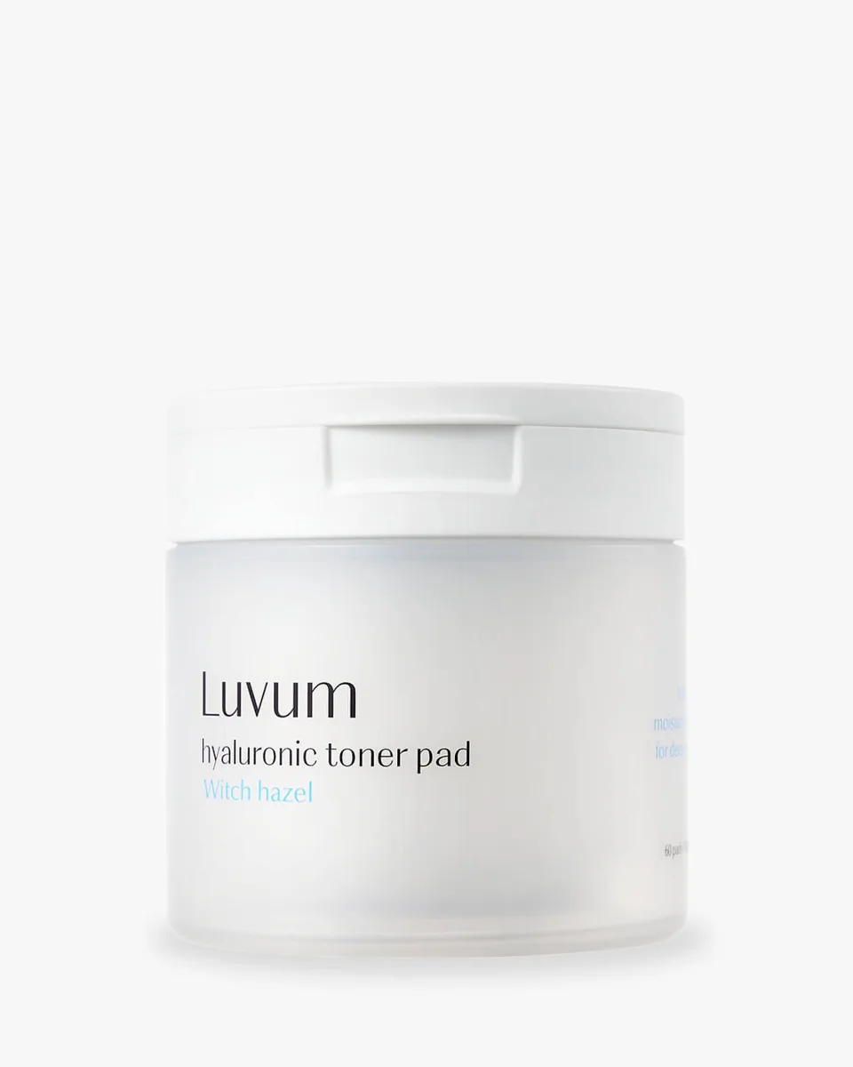 Luvum Witch Hazel Hyaluronic Toner Pad tub of 60 pads