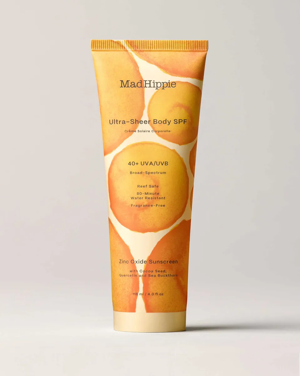 Mad Hippie Ultra-Sheer Body SPF 40+ 4 fl oz orange watercolour squeeze tube