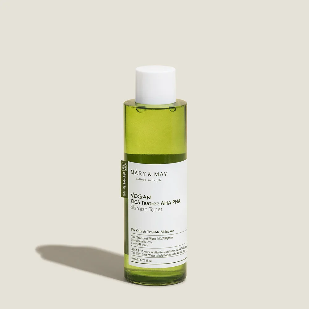 Mary & May Vegan CICA Tea Tree AHA PHA Blemish Toner bottle