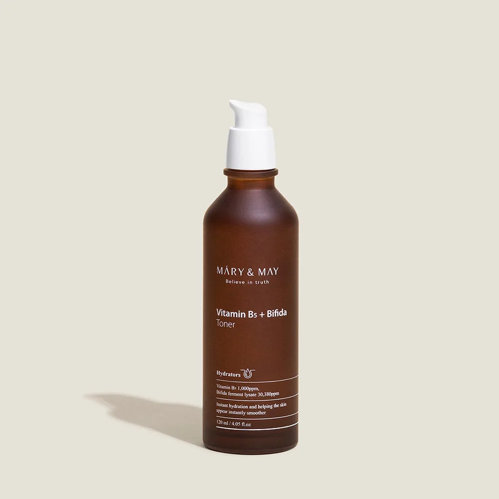 Mary & May Vitamin B5 + Bifida Toner bottle on white background