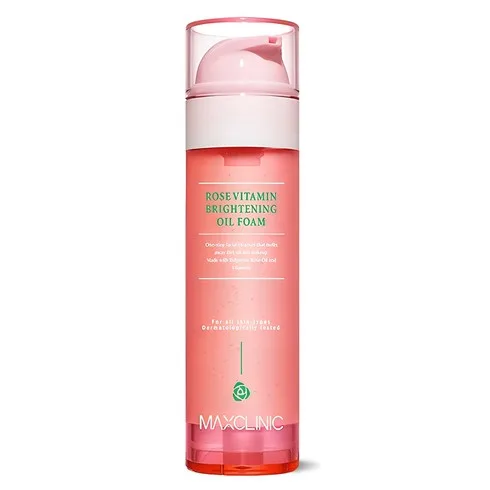 Maxclinic Rose Vitamin Oil to Foam cleanser tube on a white background