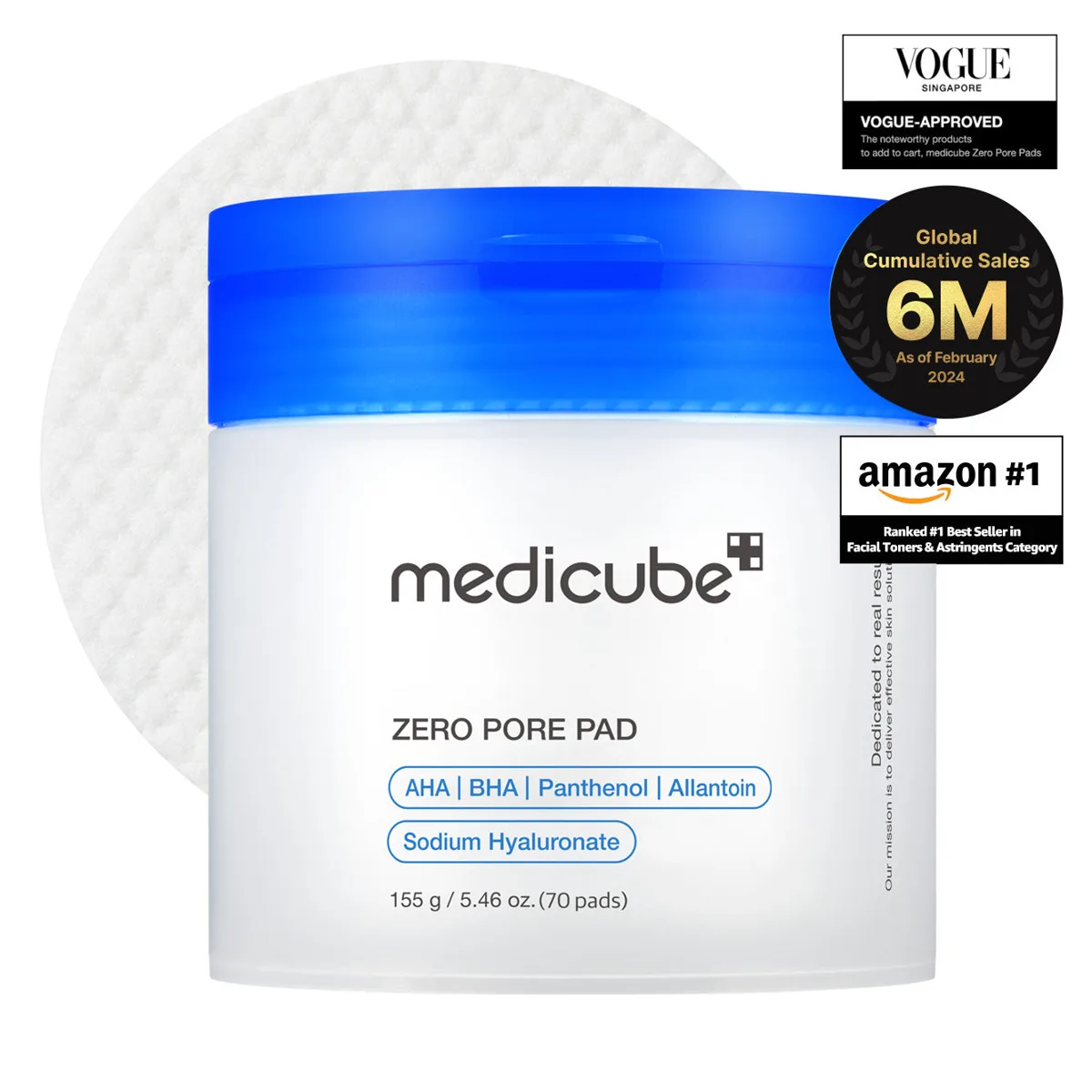 Medicube Zero Pore Pad Original jar with dual-textured exfoliating toner pads