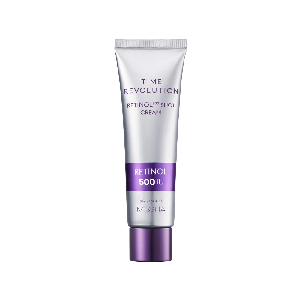 Missha Time Revolution Night Repair Retinol 500 Shot Cream 60 mL silver tube with purple cap